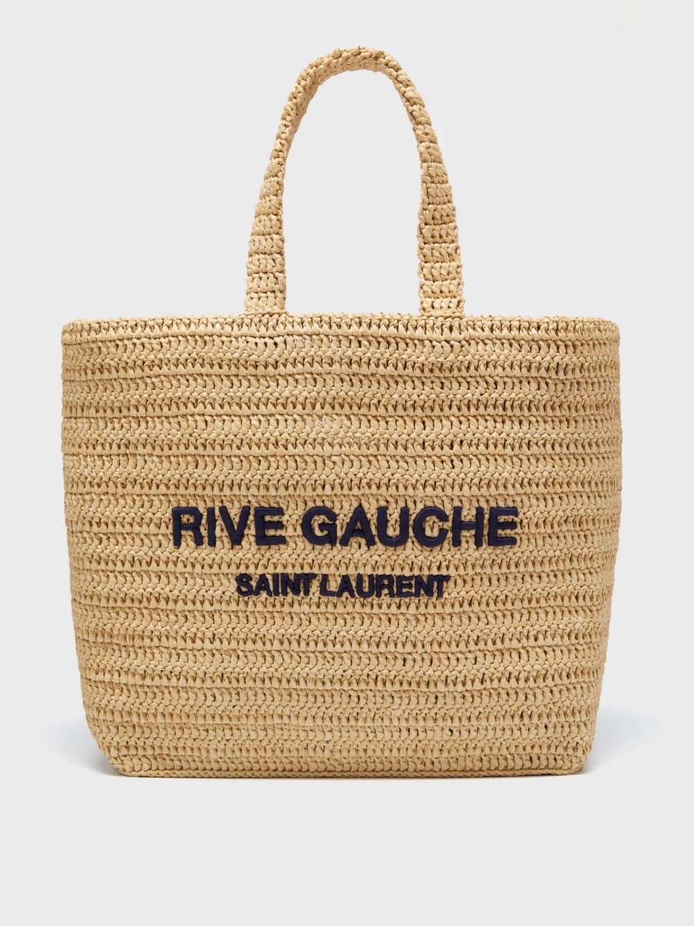 AUTHENTIC Saint Laurent Raffia Rive Gauche Tote Bag - Picture 3 of 12